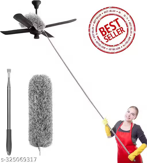 Microfiber Feather Duster Bendable & Extendable Fan Cleaning Duster with 100 inches Expandable Pole Handle Washable Duster for High Ceiling Fans, Window Blinds,